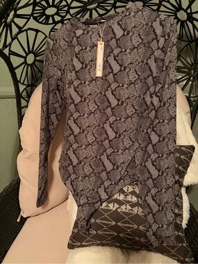 SKIMS Gray & Black Snakeskin Print Long Sleeve Top